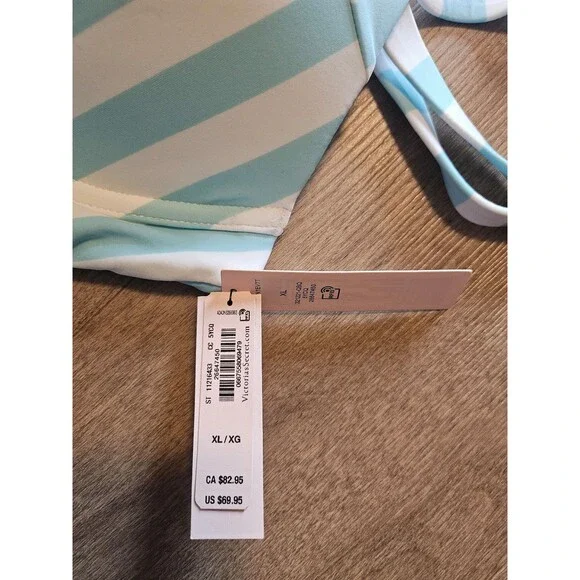 Victorias Secret VS Swimsuit one piece stripes xl pushup blue cabana - Picture 3 of 6